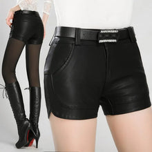 Load image into Gallery viewer, Free Shipping 2022 new arrival Women's spring Fashion PU Leather Shorts Lady's Mid-Waist Short sexy