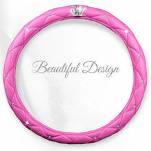 Load image into Gallery viewer, 2022 Fashion Women PU Leather Car Steering Wheel Cover Diamond Black Pink Auto Wheel Covers Cases for Lady Girls Car Accessories