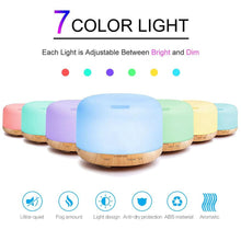 Load image into Gallery viewer, Air Humidifier Essential oil diffuser 300ML 500ML Ultrasonic Cool Mist Maker Fogger Humidifier LED Lamp Aroma Diffuser Electric Aromatherapy Diffuser umidifier Aroma Essential Oil Diffuser with 4 Timers 2 Misting Modes Waterless Auto Off
