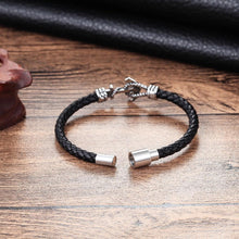 Load image into Gallery viewer, Modern Design Popular Black Leather Anchor Luxury Bracelet For Men Stainless Steel Leather Bracelet Elegant And Couple Bracelet