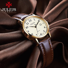 Load image into Gallery viewer, Top Julius Women's Watch Japan Quartz Hours Auto Date Fine Fashion Woman Clock Real Leather Strap Girl's Retro Birthday Gift Box