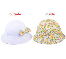 Load image into Gallery viewer, Modern Baby Girls Sun Hat Cotton Baby Hat Kids Child Cap Bowknot Flower Print Bucket Hat Double Sided