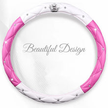 Load image into Gallery viewer, Fashion Women PU Leather Car Steering Wheel Covers Diamond Black Pink Auto Steering-Covers Cases for Lady Girls Car Accessories