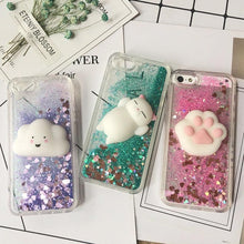 Load image into Gallery viewer, 3D Cat Case For Iphone 5s Se 7 7 Plus Case Liquid Quicksand Glitter Silicone Case For Iphone 8 8 Plus X 6 6s Cover Rubber Silicone Phone Case