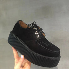 Load image into Gallery viewer, Black Harajuku Shoes Classic Lace UP High Platform Creepers Fashion Harajuku Punk Shoes Women's Casual Shoes Platform Shoes