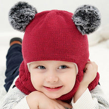 Load image into Gallery viewer, Modern New Kids Winter Hats Ears Girls Boys Children Warm Caps Scarf Set Baby Knitted Cute Cap For Winter For Boys and Girls