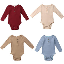 Load image into Gallery viewer, Newborn Infant Baby Girl Boy Ribbed Bodysuit Ruffle Long Sleeve One-Pieces Solid Jumpsuit Outfits For Girls