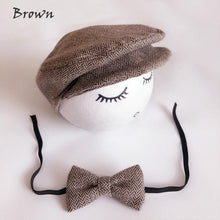Load image into Gallery viewer, Modern Set Baby Newborn Peaked Beanie Cap Hat Bow Tie Photo Photography Prop Infant Boy Caps In elegant Modern Design
