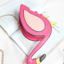 Load image into Gallery viewer, Fashion Pu leather embroidery flamingo shape casual chain purse ladies shoulder bag handbag women's crossbody mini messenger bag
