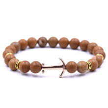 Load image into Gallery viewer, Modern Color Natural Stone Amazing Anchor Elegant Bracelet Nice Arrow White Black Onyx Lava Beads Luxury Bracelets For Women And Men Jewelry