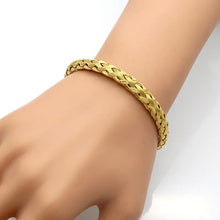 Load image into Gallery viewer, New Arrival Fashion Cuff Bangles Jewelry Women's Stainless Steel Weave Simple Style Gold Colour Bracelets For Women Jewelry
