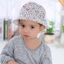 Load image into Gallery viewer, Modern Baby Girls Sun Hat Cotton Baby Hat Kids Child Cap Bowknot Flower Print Bucket Hat Double Sided