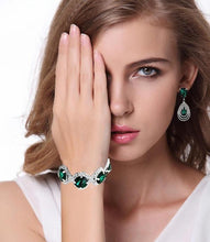 Load image into Gallery viewer, Luxury Woman Elegant Wedding Bridal Jewelry Sets For Women Rhinestone Austrian Crystal Jewelry Set Bracelet Earrings Set