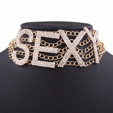 Load image into Gallery viewer, Rhinestone Choker Necklace Luxury Fashion Crystal Jewellery Sexy Word Chocker Bling Glam Sparkly Women's Jewelry Accessories