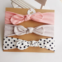 Load image into Gallery viewer, 3PCS Set Baby Headband Girls Hair Accessories Cotton Rabbit Ear Turban Bow Elastic Hairband For Baby Girls