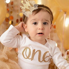 Load image into Gallery viewer, Luxury Modern Crown Headband Gold Princess Crown Photo Props For New Born Baby Girl Birthday