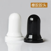 Load image into Gallery viewer, 18-410 glass dropper black/white ribbed skirt plastic/aluminum Cap assembly with rubber bulb and glass pipette X10