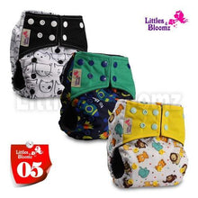 Load image into Gallery viewer, Modern Luxury Printed Washable Real Cloth Pocket Nappy,3 nappies/diapers Set For Girls and Boys Baby In Elegant Style