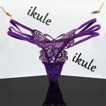 Load image into Gallery viewer, New G String Sexy women's underwear butterfly embroidery transparent sexy panties Thong female lace temptation low-waist briefs