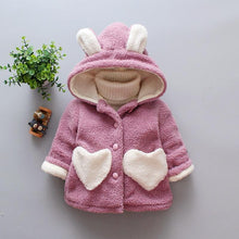 Load image into Gallery viewer, Baby Girls Winter Coats Newborn Baby Thick Velvet Outerwear For Toddler Hoodies For Girls With Heart Print Design For Girls And Babies