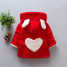 Load image into Gallery viewer, Baby Girls Winter Coats Newborn Baby Thick Velvet Outerwear For Toddler Hoodies For Girls With Heart Print Design For Girls And Babies