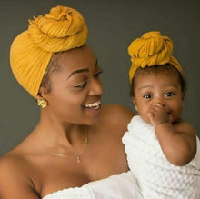 Load image into Gallery viewer, Modern Cotton Hat Handmade Baby Girls Turban Hats Twist Knot Women Caps For Mom And Daughter In Elegant Design