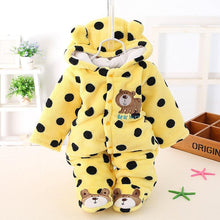 Load image into Gallery viewer, Modern Winter Baby Bear Animal Costume Hooded Romper Warm Flannel Plush Jumpsuit For Girls and Boys