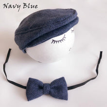 Load image into Gallery viewer, Modern Set Baby Newborn Peaked Beanie Cap Hat Bow Tie Photo Photography Prop Infant Boy Caps In elegant Modern Design
