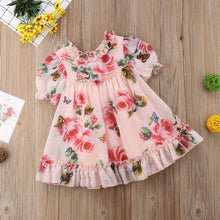 Load image into Gallery viewer, Cute Baby Girls Dress with Flower Puff Sleeves A -line Dress For Baby Girls for Holiday Party