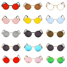 Load image into Gallery viewer, Peekaboo vintage retro gothic steampunk mirror sunglasses gold and black sun glasses vintage round circle men UV gafas de sol