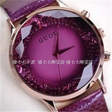 Load image into Gallery viewer, HK GUOU Brand Quartz Lady Watch Rhinestone Waterproof Women's Watch Genuine Leather Upscale Large Dial Luxury Gift Wristwatches