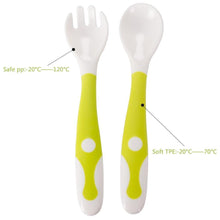 Load image into Gallery viewer, Baby Own Spoon and Fork Set With Travel Safe Case Toddler Babies Children Feeding Training Spoon Easy Grip Heat-Resistant Spoon