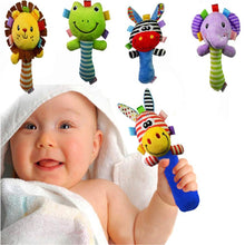 Load image into Gallery viewer, Soft Plush Baby Animal Hand Bells Baby Rattle Toys Newborn Gift Animal Style Hand Bell Rattle For Baby Kids