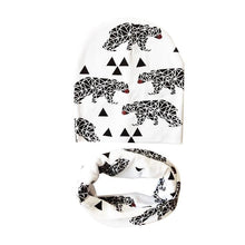 Load image into Gallery viewer, Modern Children Girls Cartoon Sheep Printing Cotton Hat and Scarf Animal Pattern Kids Caps Baby Beanie