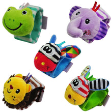 Load image into Gallery viewer, Soft Plush Baby Animal Hand Bells Baby Rattle Toys Newborn Gift Animal Style Hand Bell Rattle For Baby Kids