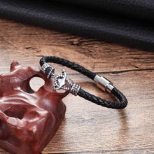 Load image into Gallery viewer, Modern Design Popular Black Leather Anchor Luxury Bracelet For Men Stainless Steel Leather Bracelet Elegant And Couple Bracelet