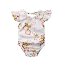 Load image into Gallery viewer, Modern Luxury Baby Girls Bunny Floral Off shoulder Romper Jumpsuit Outfits For Baby Girl