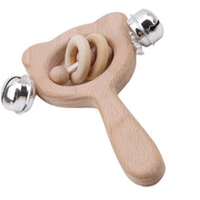 Load image into Gallery viewer, Modern Wooden Rattle Beech Bear Hand Teething Wooden Ring Baby Rattles Play Educational Toys For Kids