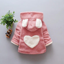 Load image into Gallery viewer, Baby Girls Winter Coats Newborn Baby Thick Velvet Outerwear For Toddler Hoodies For Girls With Heart Print Design For Girls And Babies