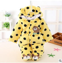 Load image into Gallery viewer, Modern Winter Baby Bear Animal Costume Hooded Romper Warm Flannel Plush Jumpsuit For Girls and Boys