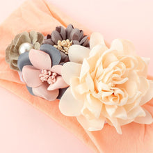 Load image into Gallery viewer, Luxury Handamde Pearl Baby Kids Fashion Headbands Nylon Flower Girl Hairband Pearl Turban Soft Bow