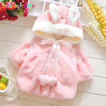 Load image into Gallery viewer, Baby Girls Jackets Cute Hooded Princess Warm Kids Fur coat children's outerwear For Girls Modern Cotton Coat For Baby and Kids