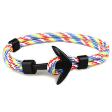 Load image into Gallery viewer, Black Anchor Modern Bracelets New Amazing Charm Survival Rope Chain Paracord Bracelet Elegant For Male Wrap Metal Sport Hooks