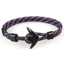 Load image into Gallery viewer, Black Anchor Modern Bracelets New Amazing Charm Survival Rope Chain Paracord Bracelet Elegant For Male Wrap Metal Sport Hooks