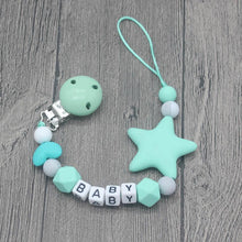 Load image into Gallery viewer, Personalized Name Handmade Pacifier Clips Holder Chain Silicone Pacifier Chains Baby Teether Teething Chain For Baby and Kids