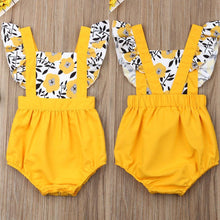 Load image into Gallery viewer, Summer Newborn Baby Girl Clothes Fly Sleeve Sunflower Print Romper Jumpsuit One-Piece Outfit For Girls