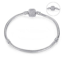 Load image into Gallery viewer, Luxury Modern High Quality Authentic Silver Color Snake Chain Fine Bracelet Fit European Charm Bracelet for Women With Heart and Star