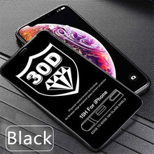 Load image into Gallery viewer, 30D Full Cover Protective Glass On For iPhone 11 12 13 14Pro MAX Screen Protector For iPhone11 12 X XR XS MAX 7 8 Tempered Glass 9H Full Coverage Screen Tempered Glass Protector Guard for iPhone