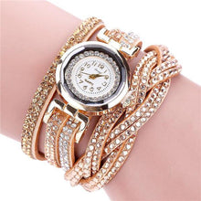 Load image into Gallery viewer, Fashion Casual Gold Quartz Women Rhinestone Watch Braided Leather Bracelet Watch Gift Ladies Wristwatch For Ladies and Women