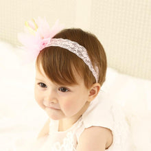 Load image into Gallery viewer, New Pink And Beige Crown Flowers Hairbands Girls Headbands Elastic Hair Band Kids Hair Accessories For Baby Girls